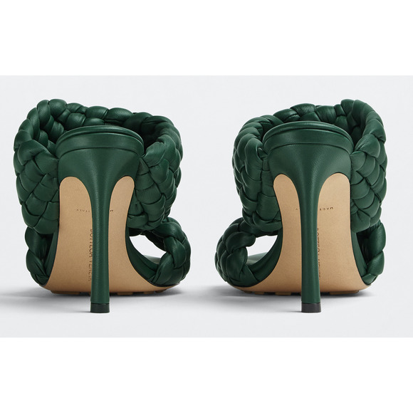 Bottega Veneta Curve Padded Green Vert Foncee Leather Sandal Mule Heel Pump 36.5 - Picture 10 of 12